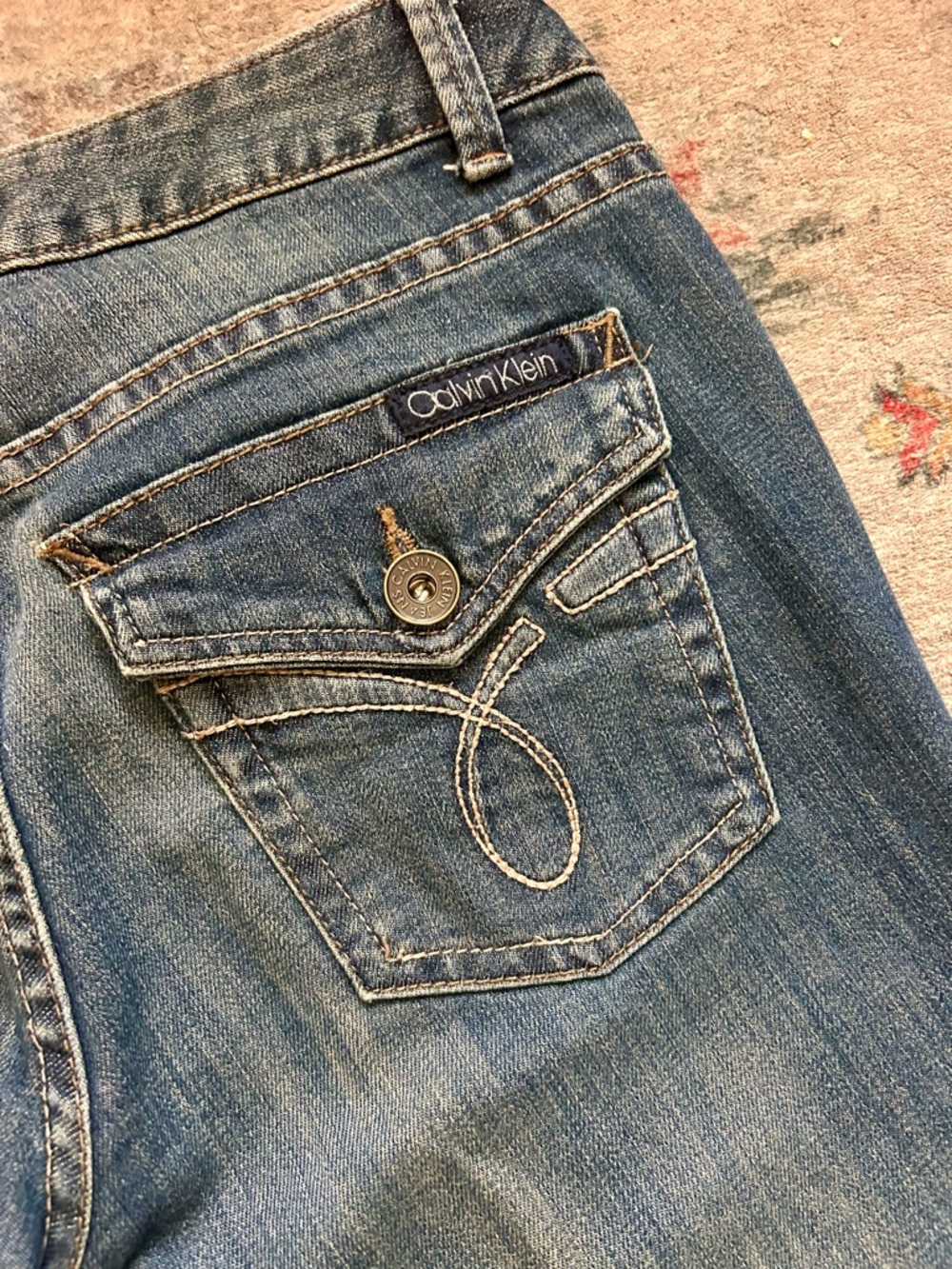 Calvin Klein Jeans Denim Mid Rise Straight Classic Detailed Pockets Classic - Picture 14 of 14